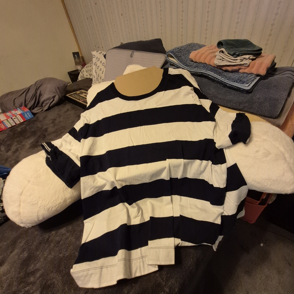 Navy and White Striped Kids Shirt